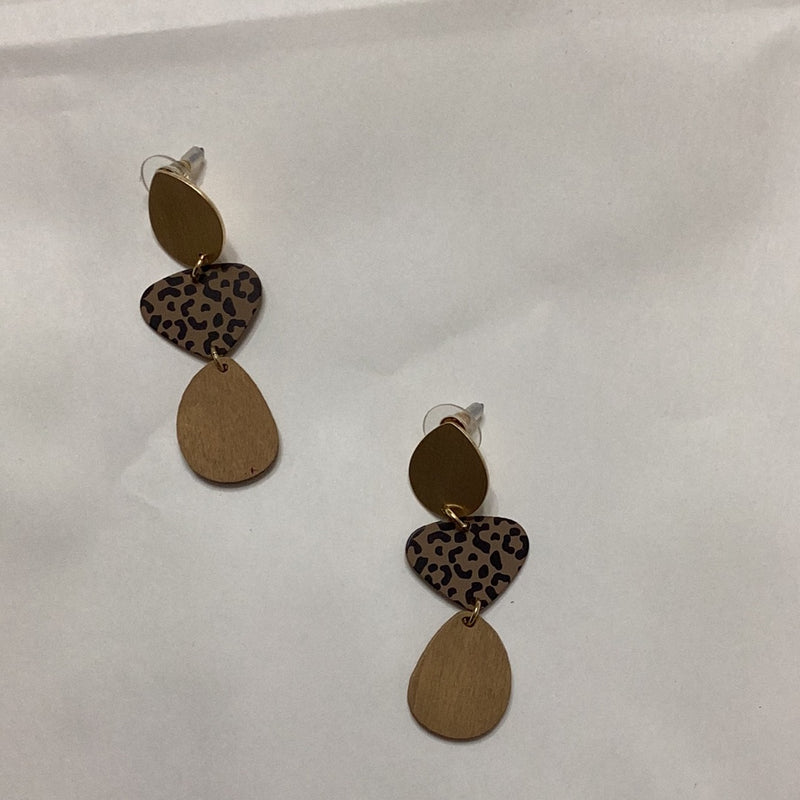 Triple drop wooden earrings