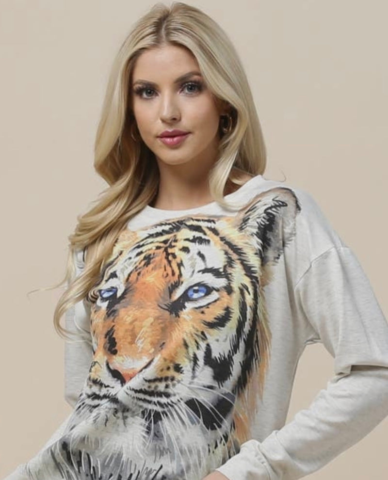 Tiger Face Graphic Top